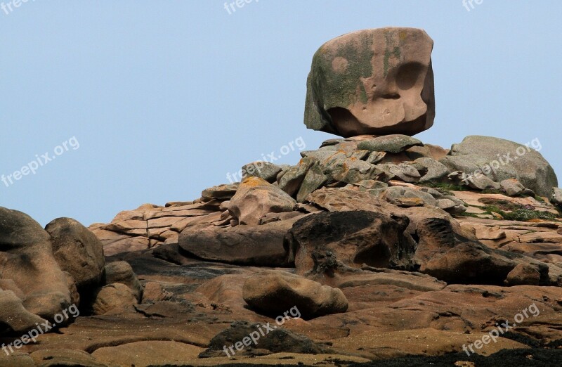 Rock Brittany Pebbles Sand Brittany Coast