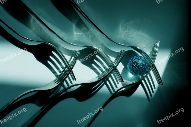 Forks Shadows Glass Utensil Silhouette