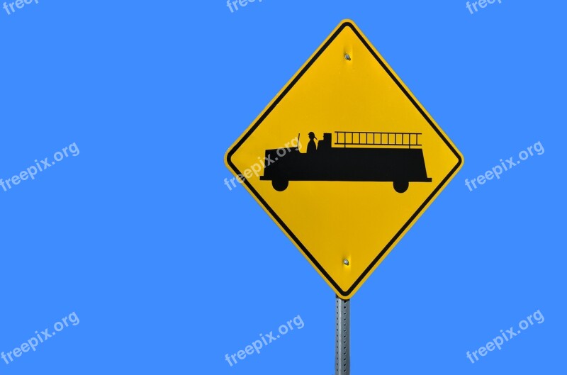 Sign Firetruck Warning Isolated Background