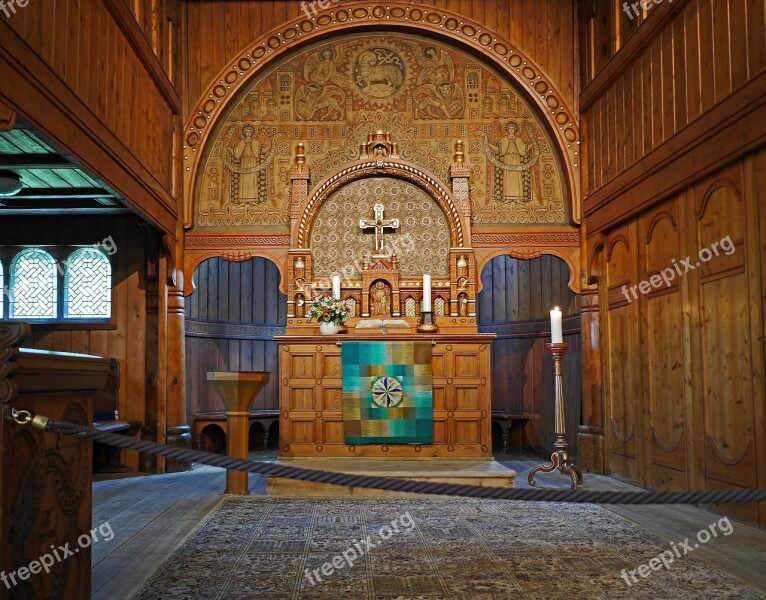 Stave Church Sanctuary Timber Construction Artfully Marquetry