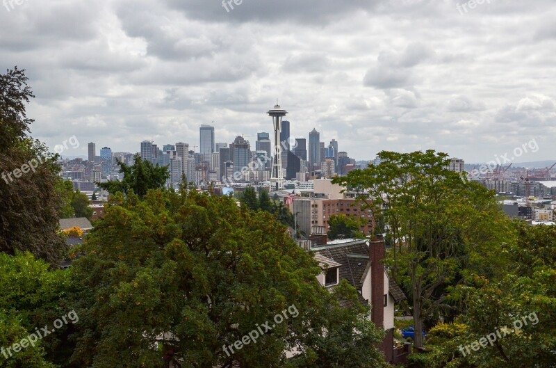 Usa America Washington Seattle Skyline