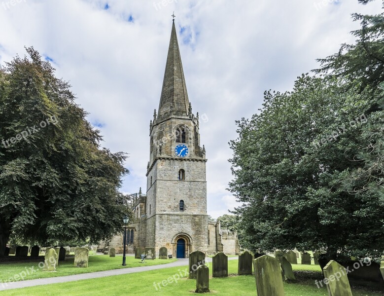 Church Church With Spire Architecture Masham Town Churchyard