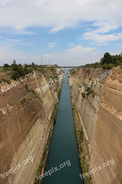 Corinth Channel Corinth Canal Waterway Greece