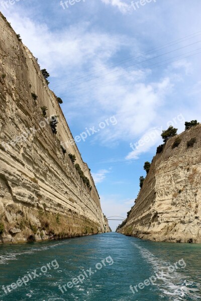 Corinth Channel Ships Greece Sea