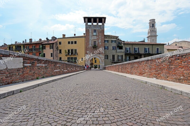 Verona Stone Bridge Entrance Door Tourism