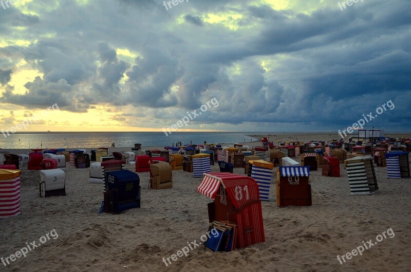 Main Beach Borkum Clubs Evening Sky Mood