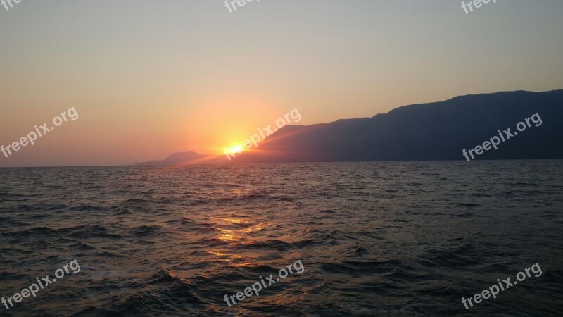 Night Sea Sunset And The Sea Sunset Sea Views Red Sun Free Photos