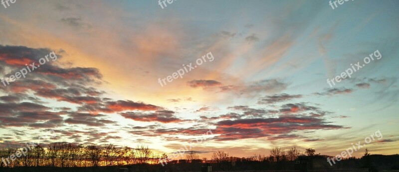 Sunset Abendstimmung Background Image Evening Sky Clouds