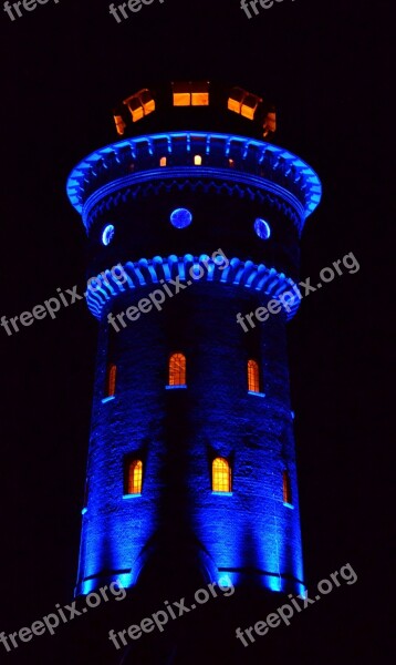 Water Tower Tower Water Storage Led Lighting Borkum