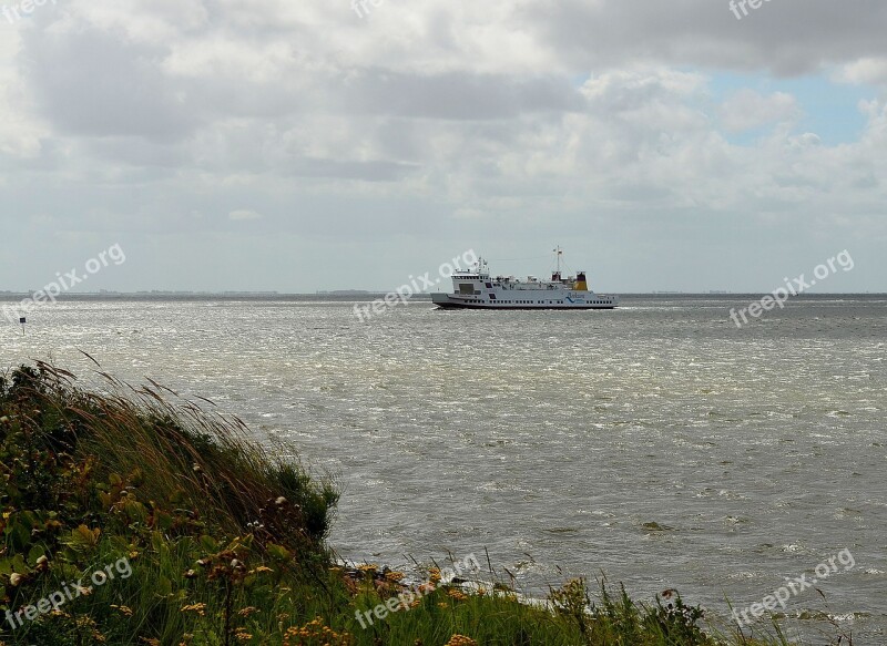 Ferry Car Ferry Borkum Sea Transport Water Transport