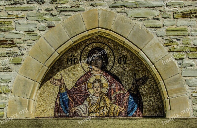 Lintel Virgin Mary And Jesus Panagia Mosaic Monastery