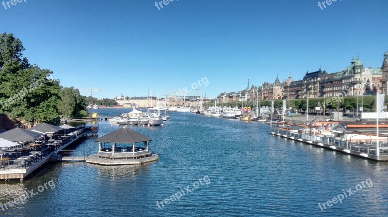 Landscape Stockholm Channels Water Boats