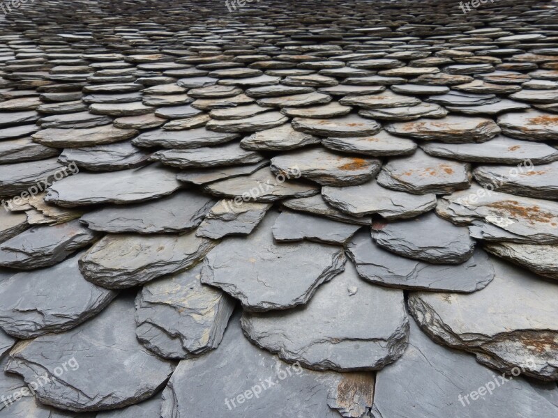 Roof Slate Shingles Pyrenee Catalunya Background Texture