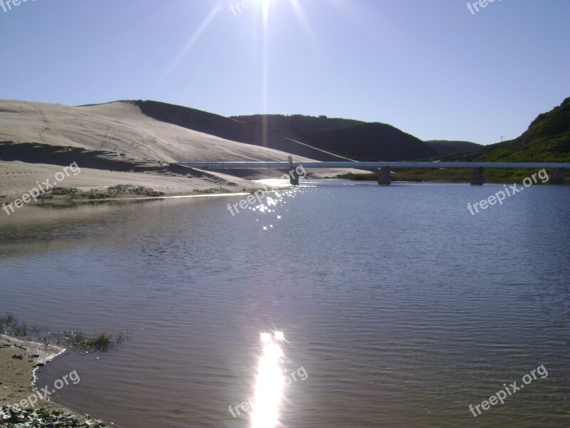 Reflection Sun Sea Dune Free Photos