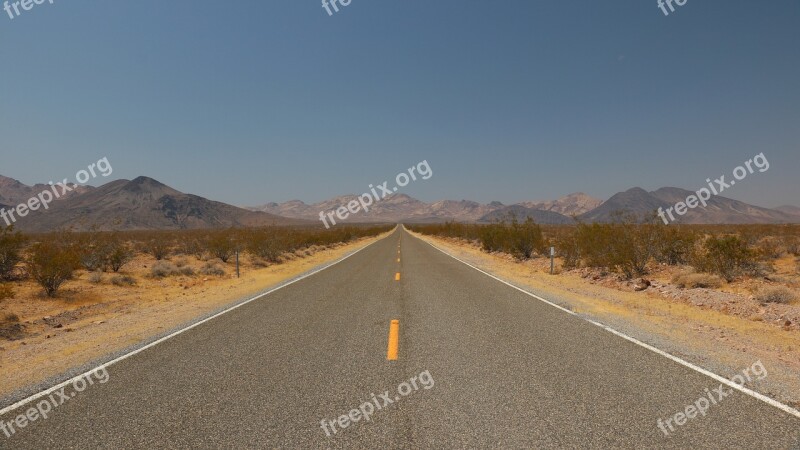 Desert Road Straight Travel Usa