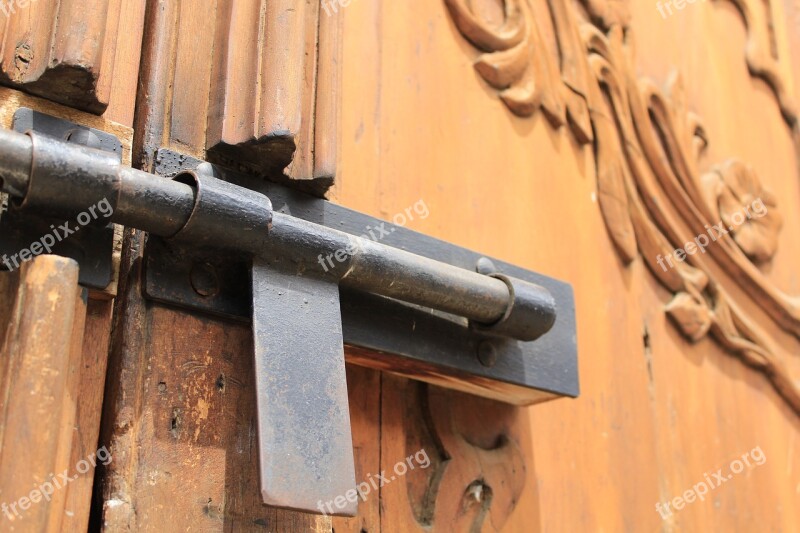 Aldaba Bolt Door Wood Old