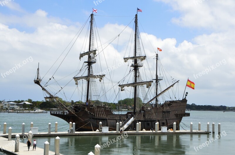 Galleon Ship Moored Docked Galleon Ship