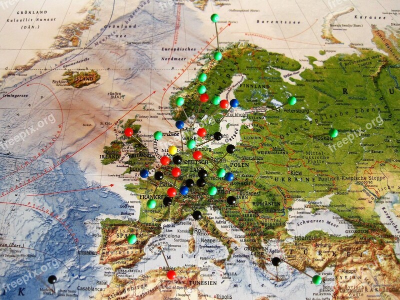 Experienced Travel Destinations Map Of Europe Map Pins Country