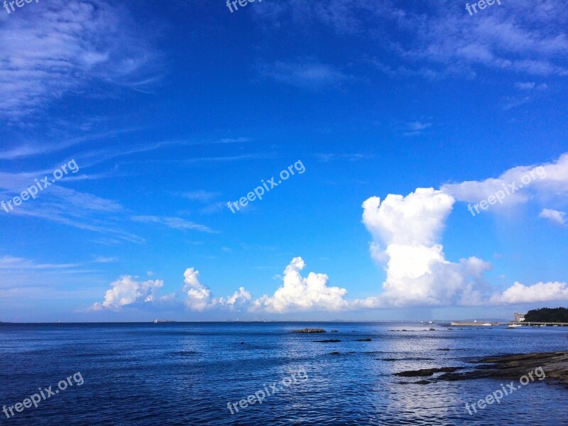 Typhoon Towering Cumulus Clouds Observed Blue Sky White Cloud Sea