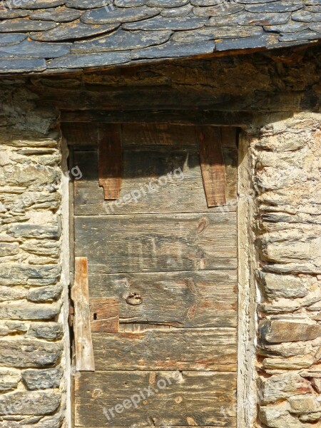 Door Rustic Wood Stone Pyrenee Catalunya