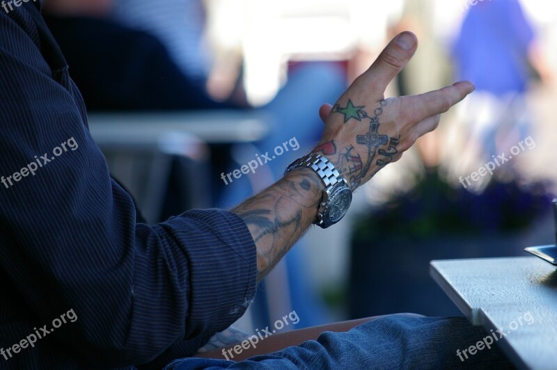 Arm Watch Hand Tattooed Man