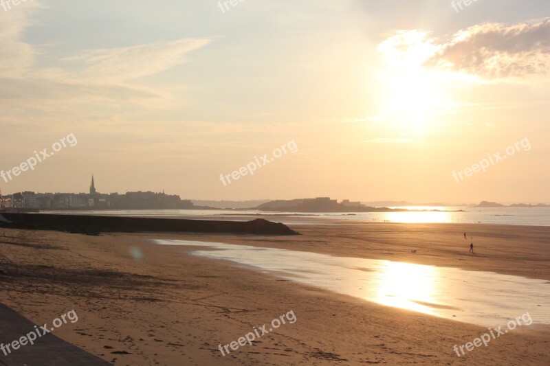 Saint Malo St Malo Brittany Sunset Sun