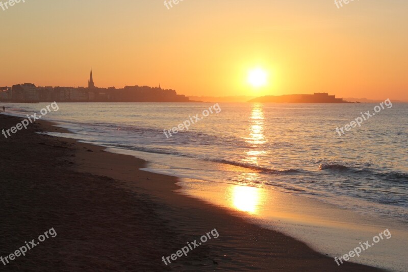 Saint Malo St Malo Brittany Sunset Sun