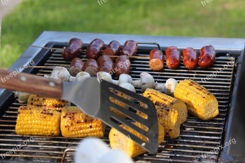 Grilling Summer Corn On The Cob Sausage Summer Time