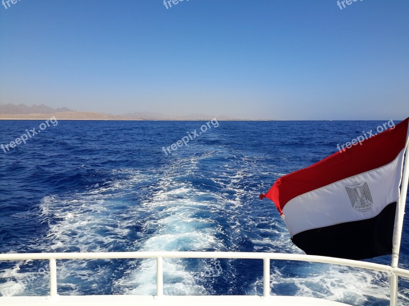 Sea Flag Of Egypt Journey Stroll Seascape