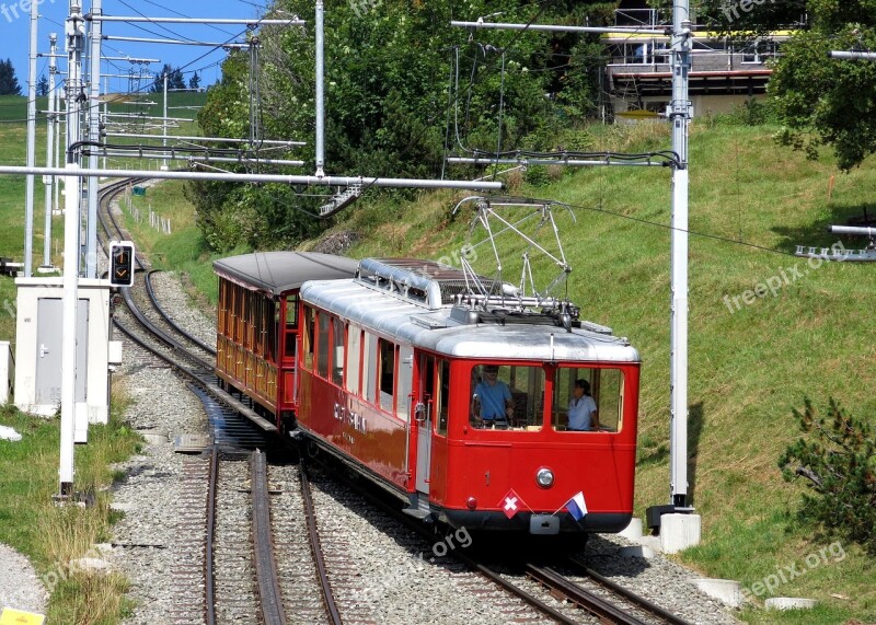 Train Rigi Mountain Transport Historically