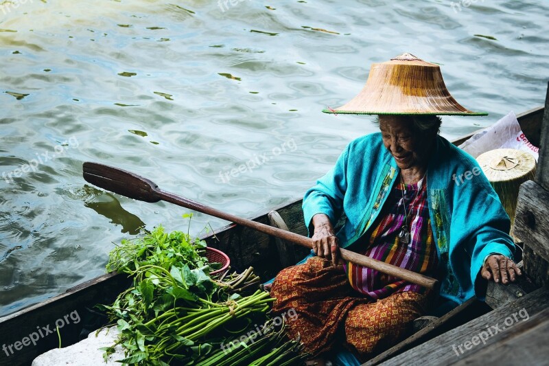 Ship Paddled Water Market River Monger