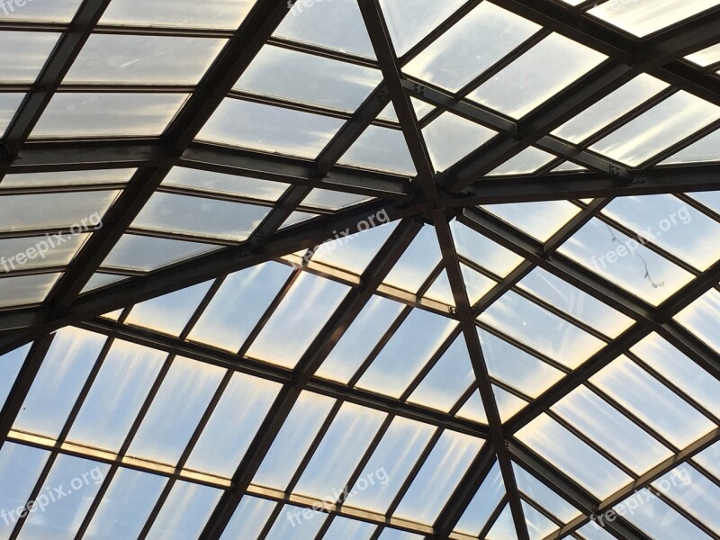 Skylight Angles Glass Building Indoors