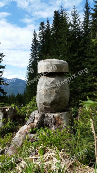 Wood Sculpture Nature Trunk Carving