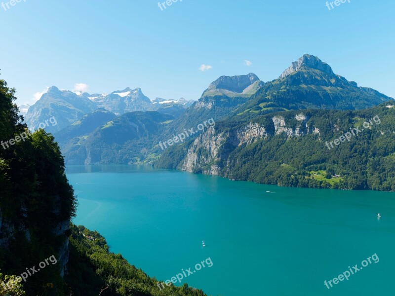 Lake Lucerne Switzerland Mountains Landscape