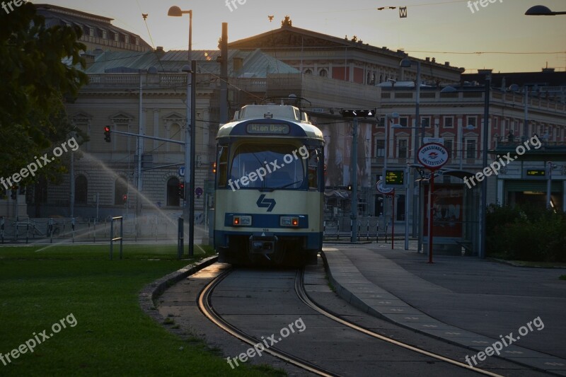 Vienna Tram Street Scene Downtown Cityscape