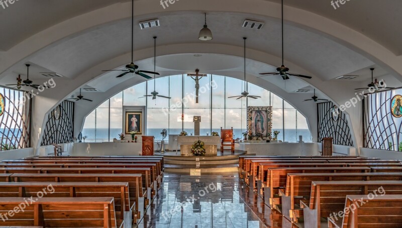 Church Guadalupe Chapel Cancún Mexico Ocean View