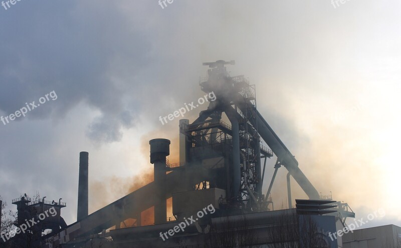 Eisenwerk Industry Blast Furnace Silhouette Saarland