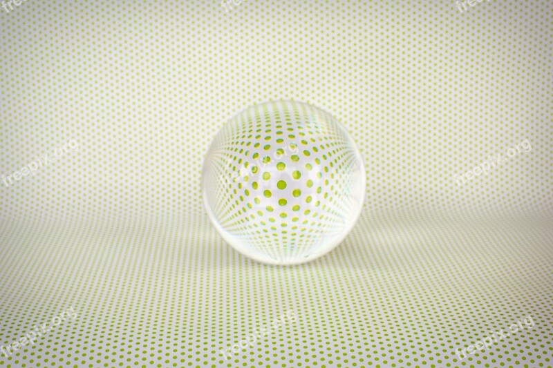 Crystal Ball Reflection Polka Dots Green Glass Sphere