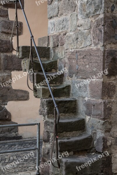 Stairs Wall Stone Gradually Middle Ages