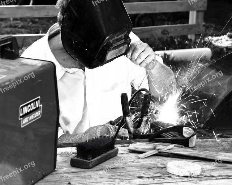 Welder Welding Black And White Worker Fixing