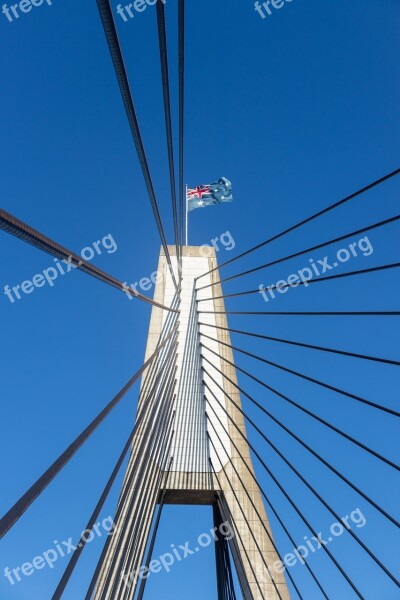 Anzac Bridge Sydney Flag Australia