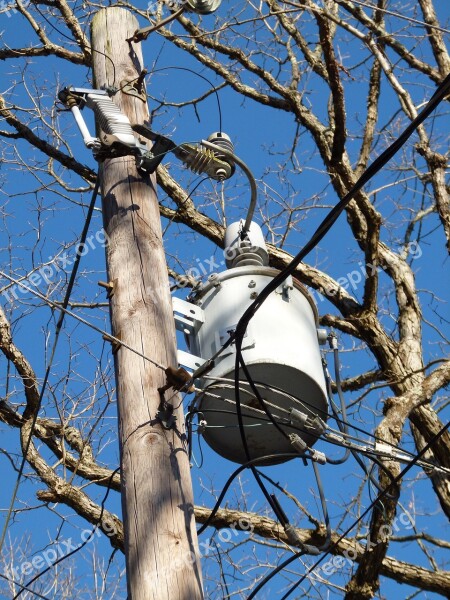 Electricity Telephone Pole Line Sky Voltage