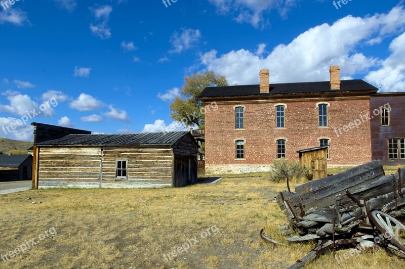 Hotel Saloon And Wagon Ghost Town Bannack State Park