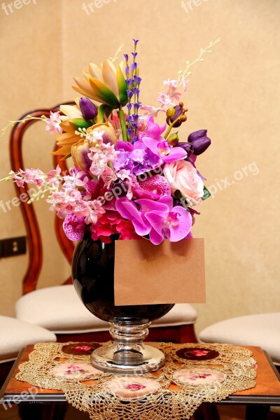 Flower With Blanc Card Flower Arrangement With Card Bunch Of Flowers Flower Arrangement Multi Colored