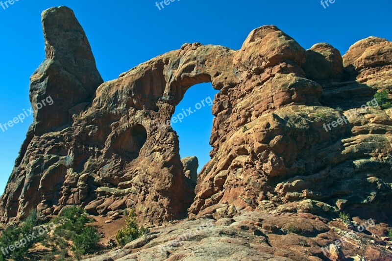 Turret Arch Formation Arches National Park Landscape Usa Nature