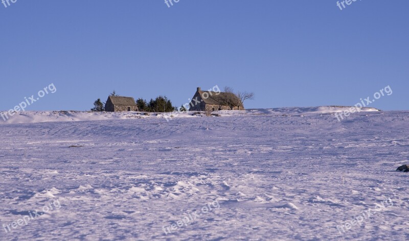 France Aubrac Farm Isolation Winter