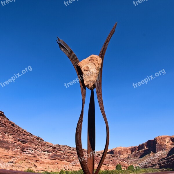 Forces At Play Sculpture Stone Steel Sculpture Colorado Riverway Bridge