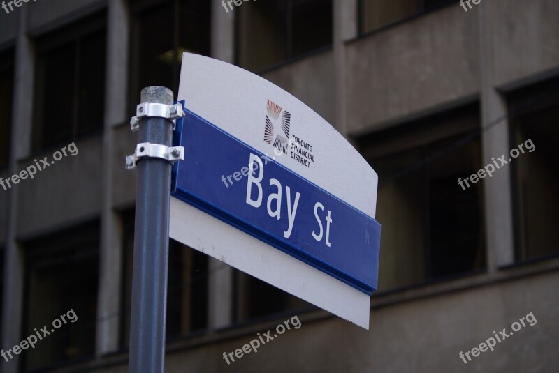 Toronto Bay St Financial District Street Sign Street Name