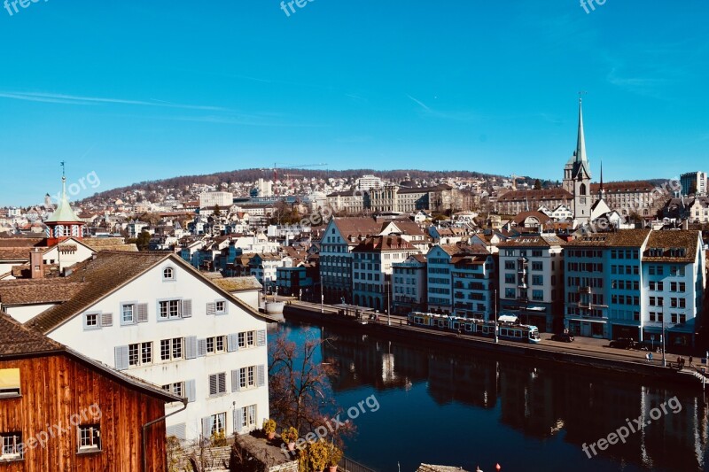 Zurich Switzerland Swiss River Landscape