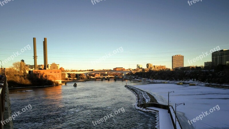 Mississippi River Minneapolis Minnesota River Winter